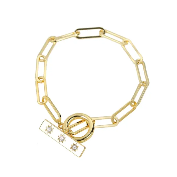 Gold-tone brass chain bracelet product direction