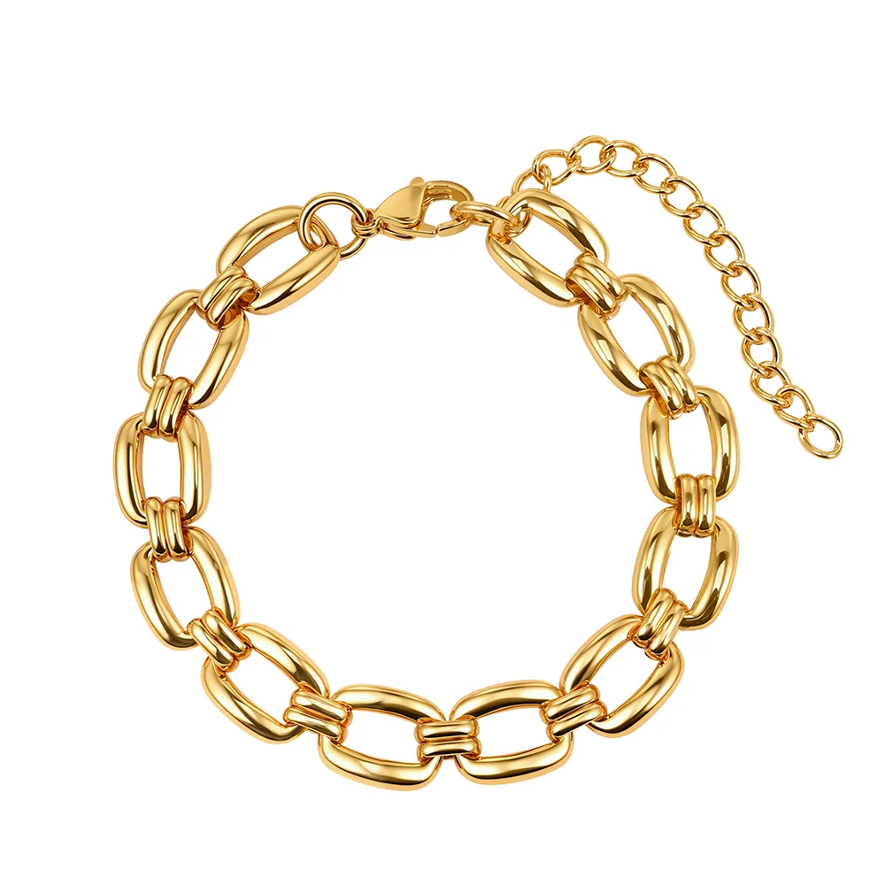 Gold-tone stainless steel oval-link bracelet